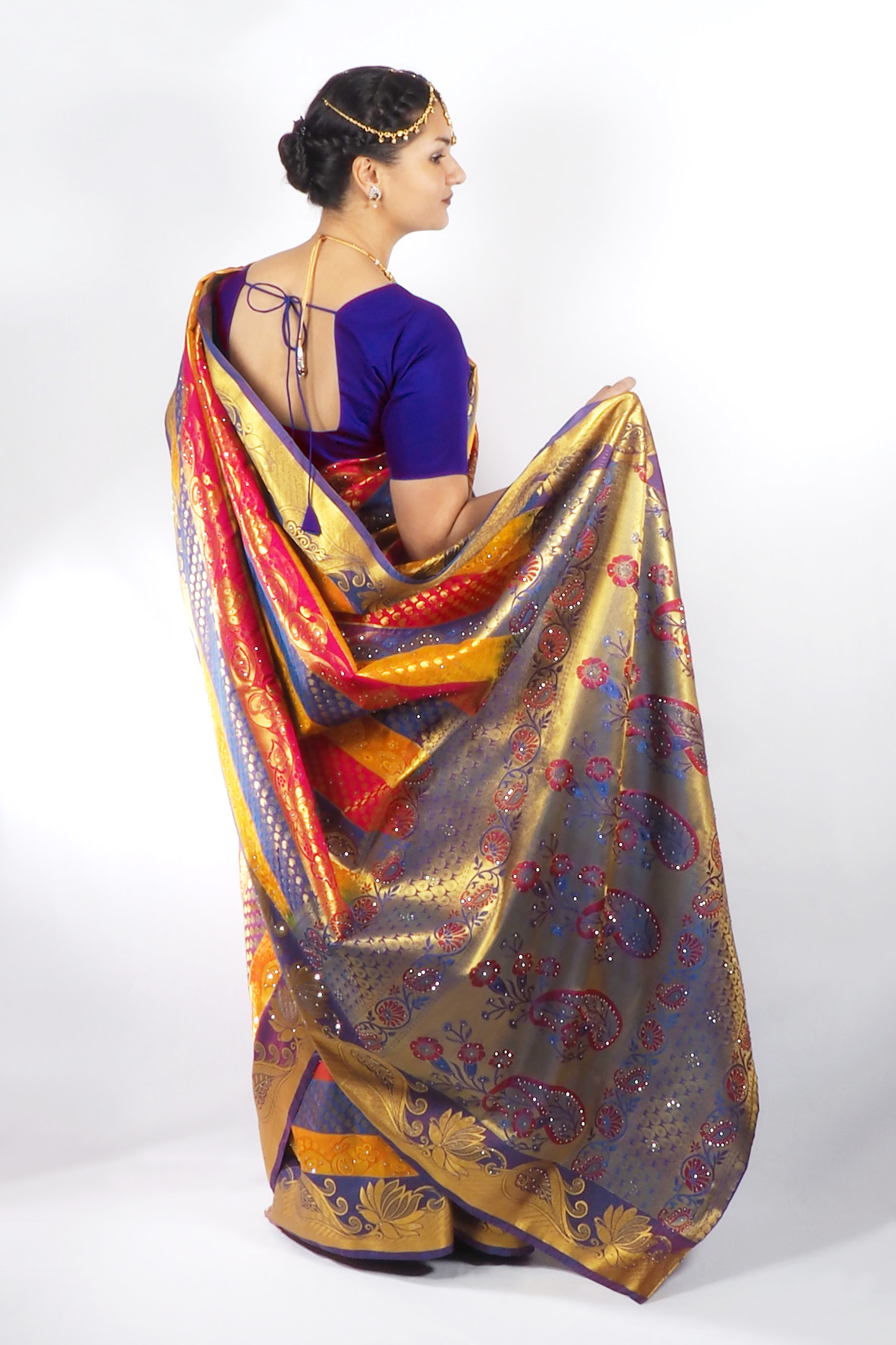 VintFlea Indische Damenmode Bollywood Designer Banarasi Traditionelle Weiche Seide mit Bluse Saree 