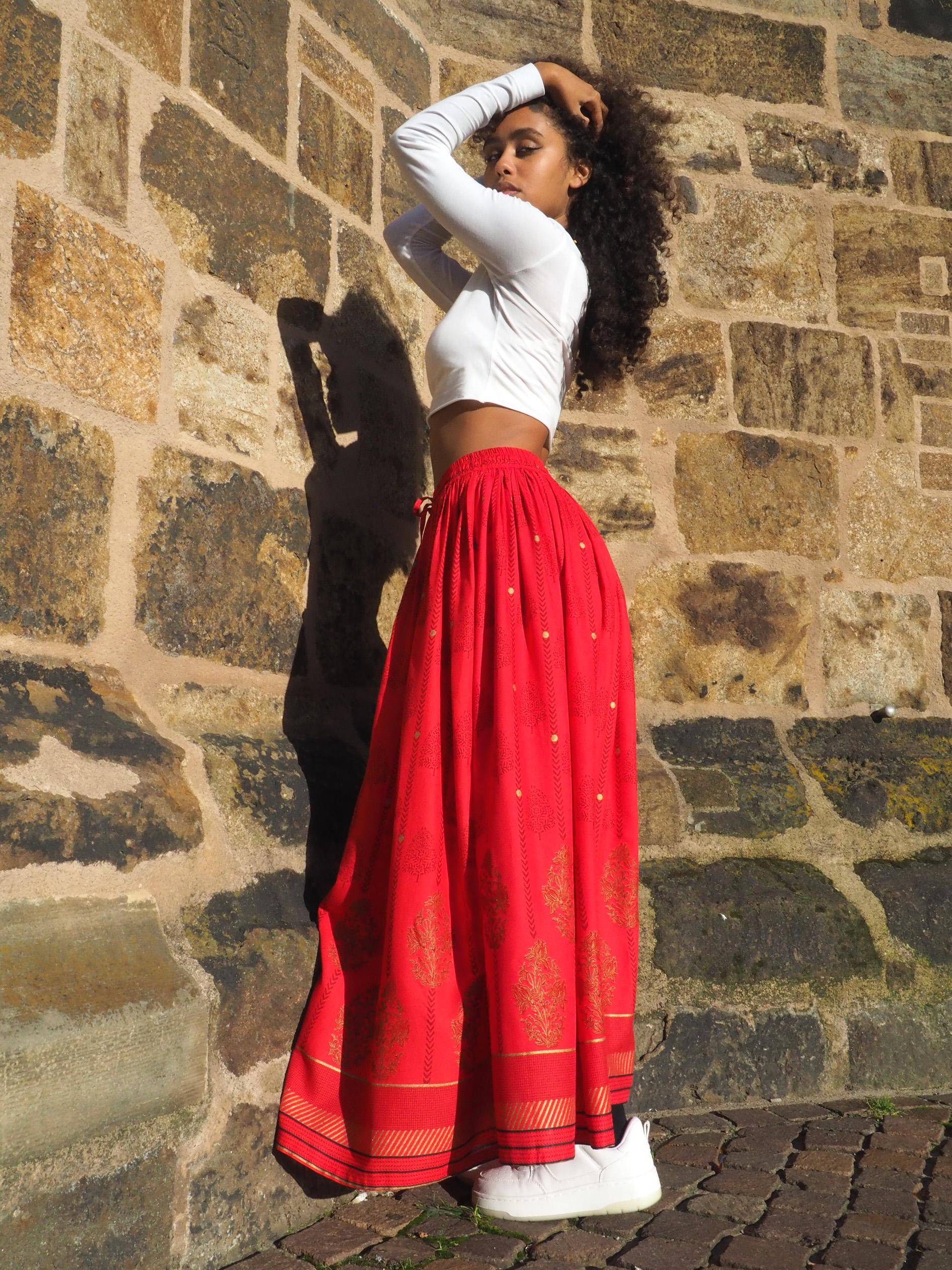Red Printed Long Skirt at Best Price in Faridabad  Shabrin Fashion